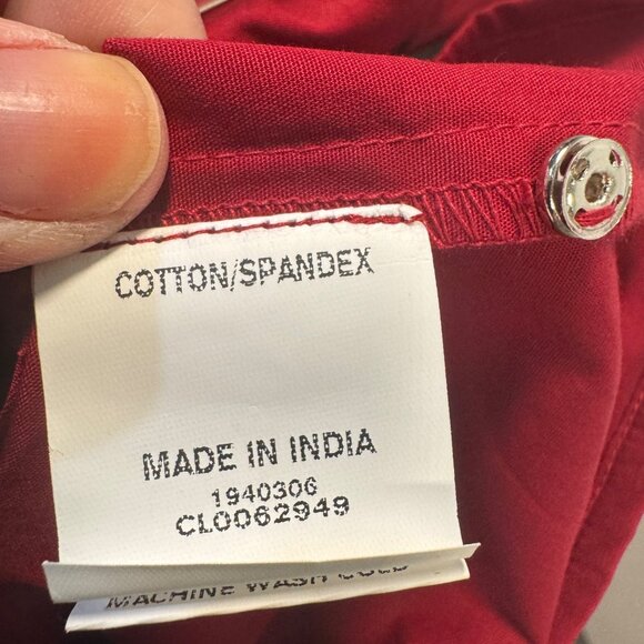 eShakti Red & Navy  Womens Size 2X-20W Contrast Trim Poplin Dress - Picture 5 of 6